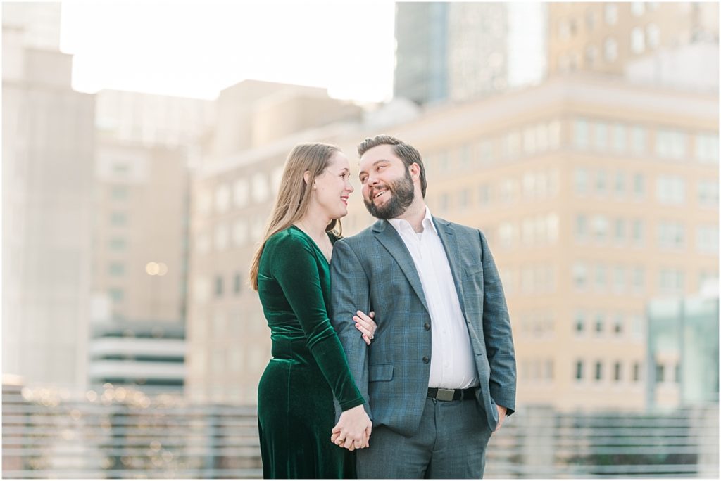 Houston rooftop engagement session