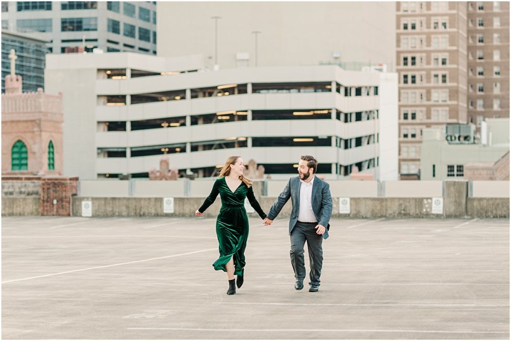 Parking lot engagement session in Houston