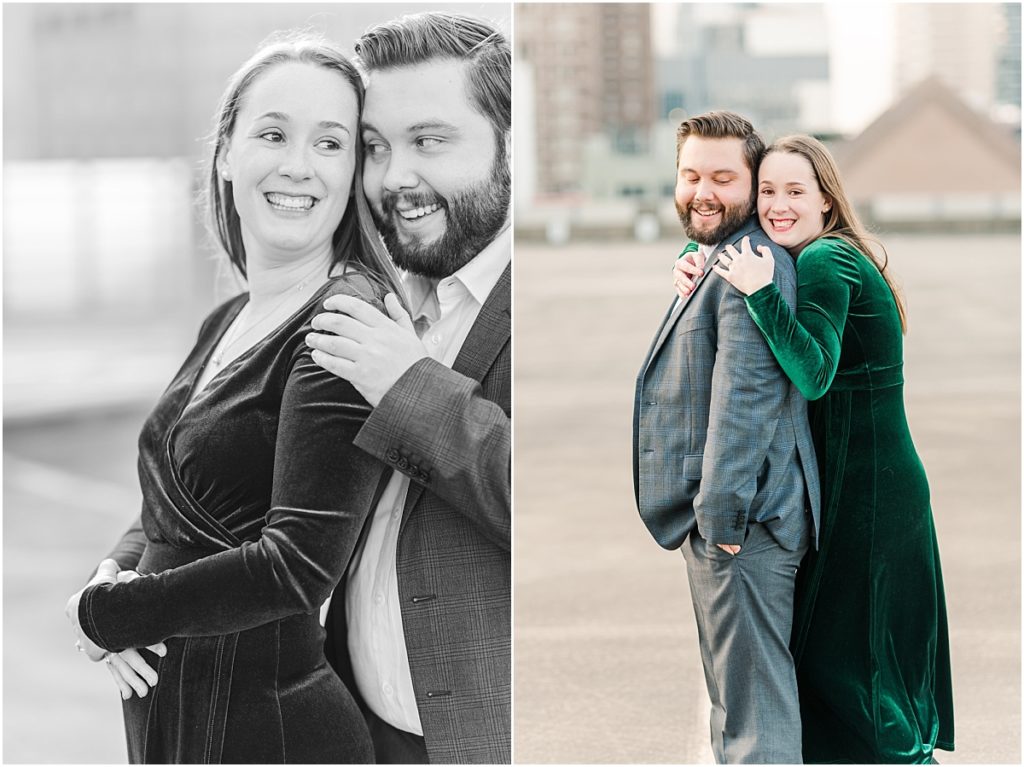 Downtown Houston rooftop engagement session