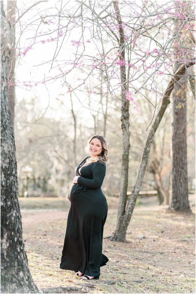 Houston Maternity Session with pink trees