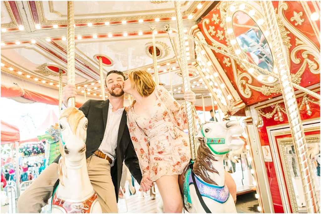 Engagement session on a merry-go-round
