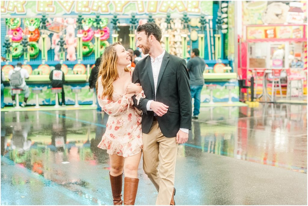 A rainy engagement session at the fair