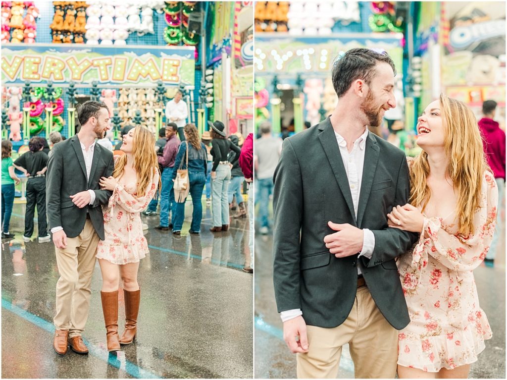 A rainy engagement session at the Houston Rodeo