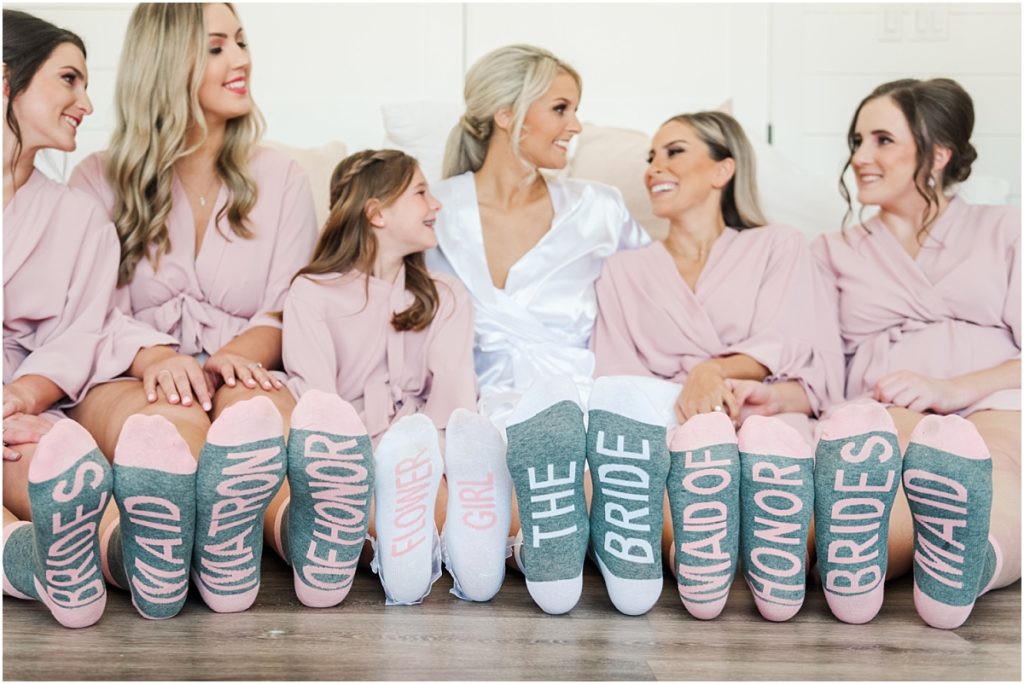 Bridesmaid's pink and grey socks