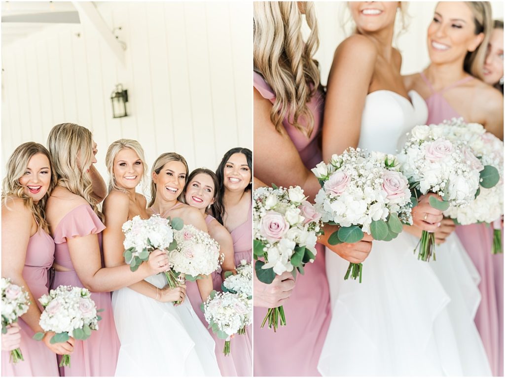 Bridesmaids rose pink dresses