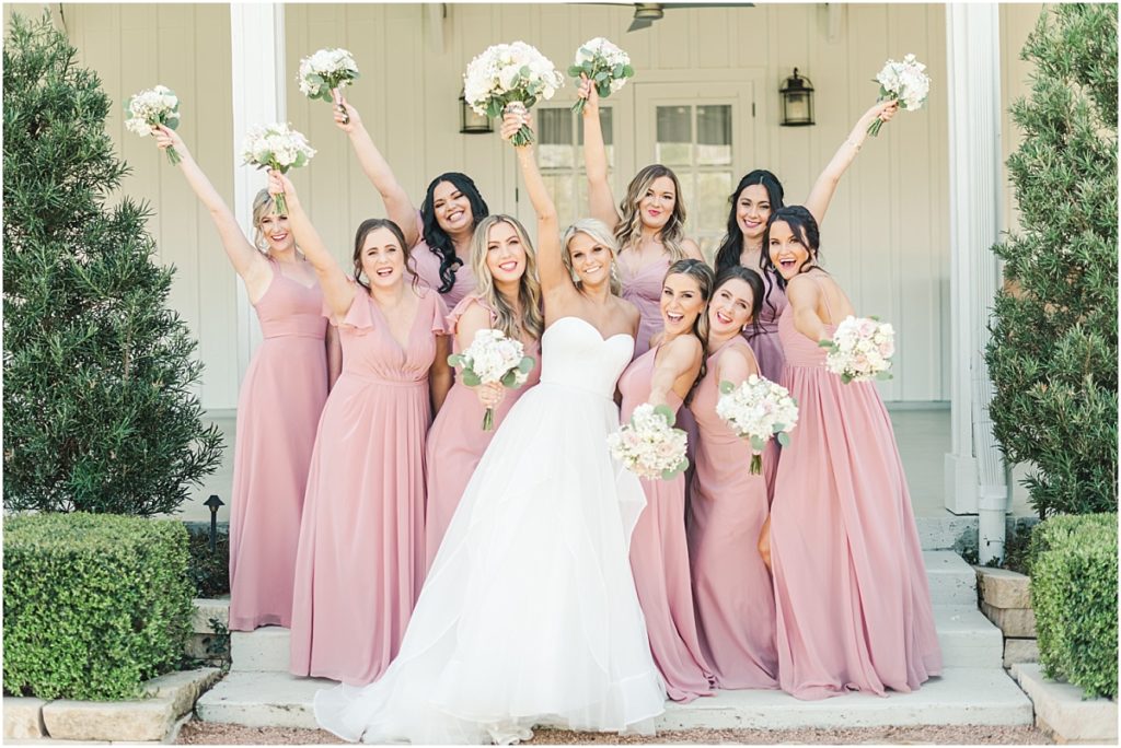 Rose pink bridesmaids dresses