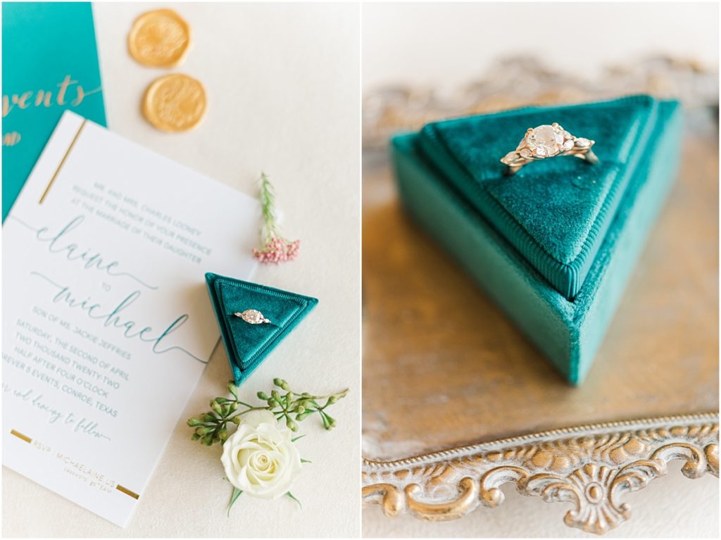 Forever 5 Wedding Photography with teal ring box