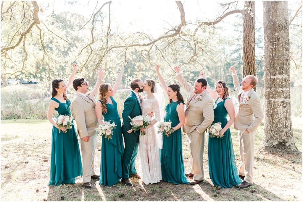 Wedding Party in Teal and tan