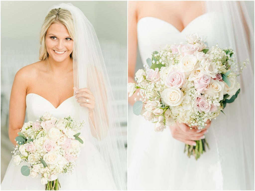 The Farmhouse bridals with pink rose bouquet