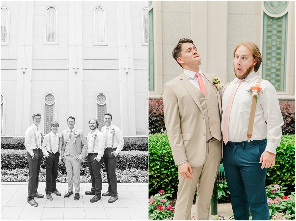Groomsmen pictures at the Houston LDS temple