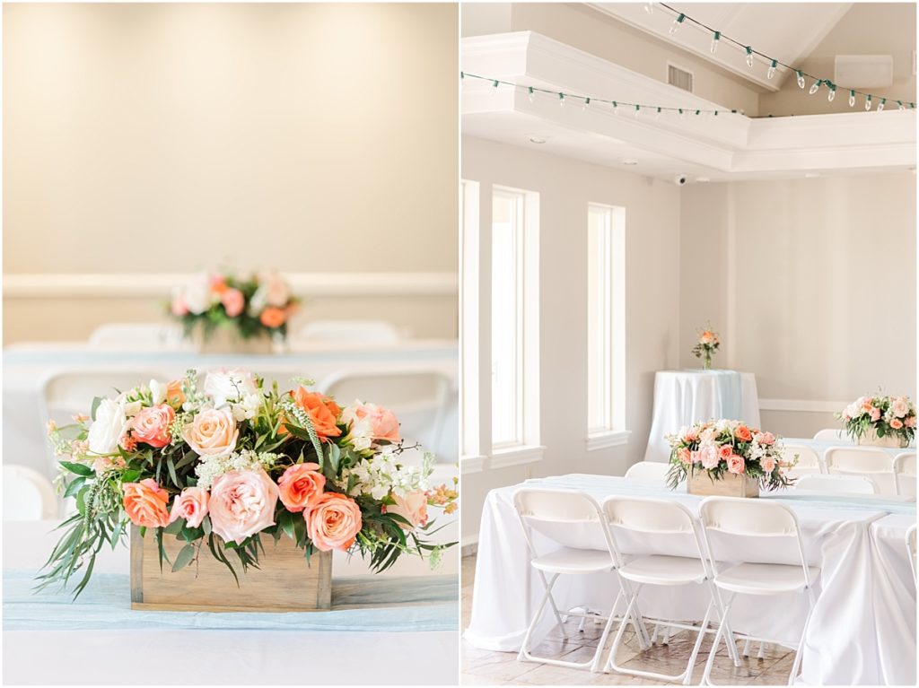 Coral and pink wedding florals
