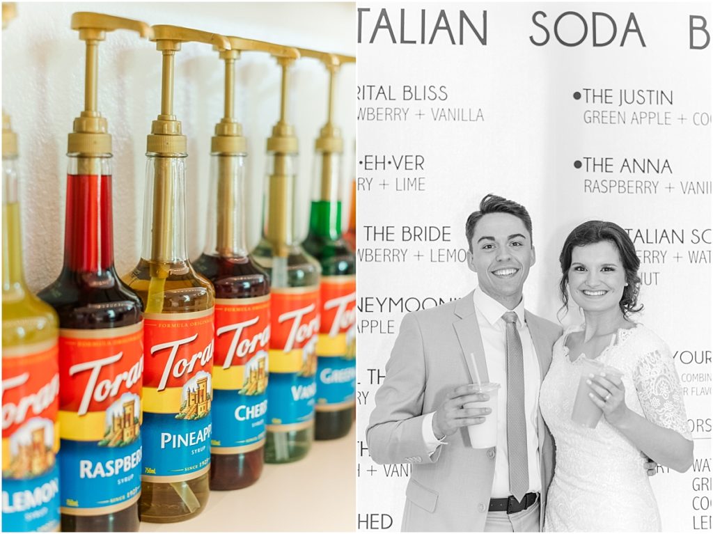 Italian soda bar at wedding reception
