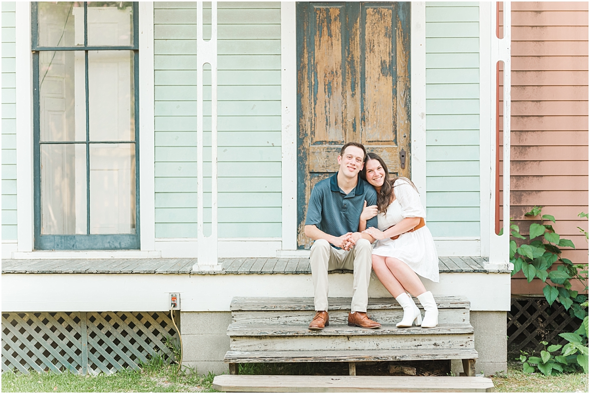Old Town Spring engagement session with colorful houses