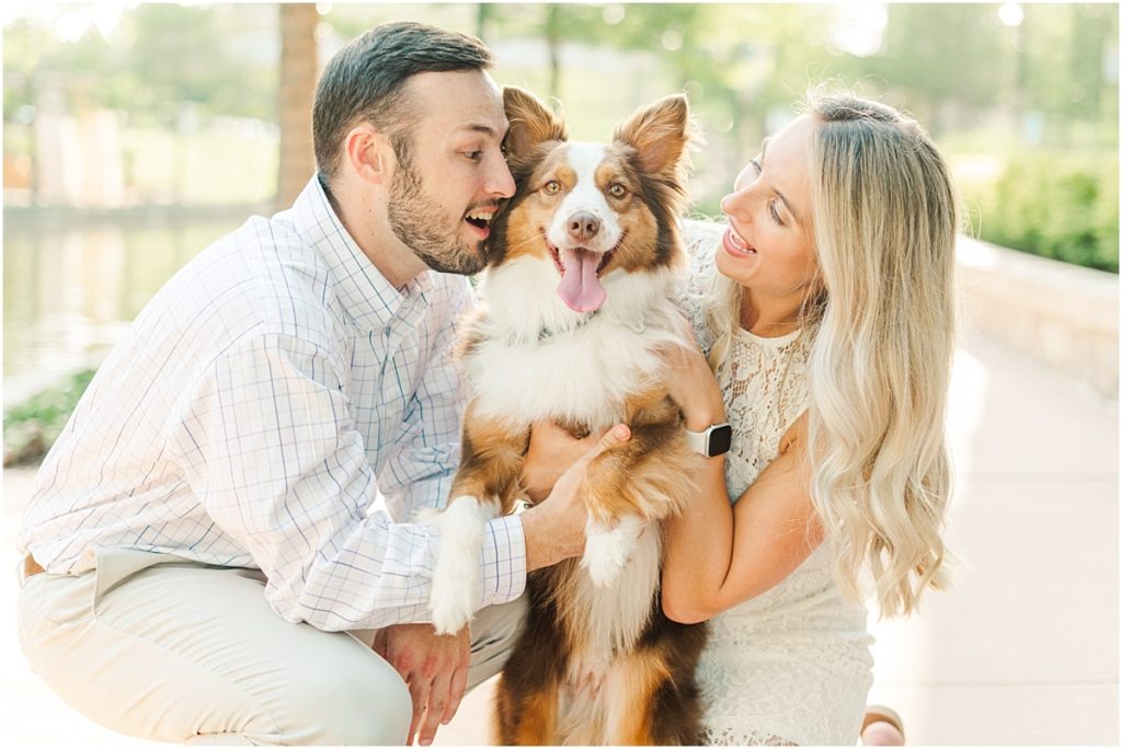 The Woodlands engagement session with dog