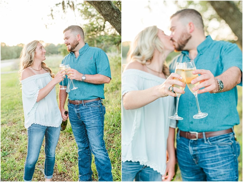 Champagne at Engagement session