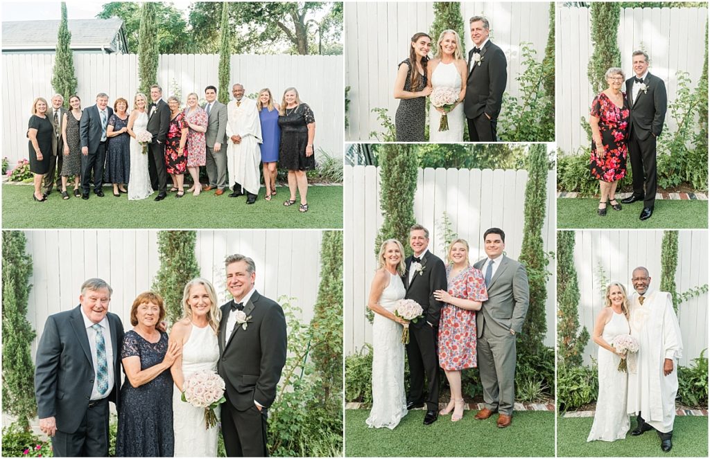 Family pictures at Galveston wedding elopement