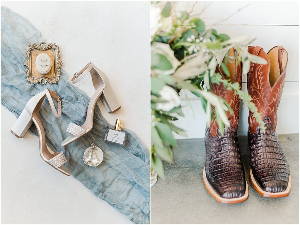 Cowboy boots with dustly blue details