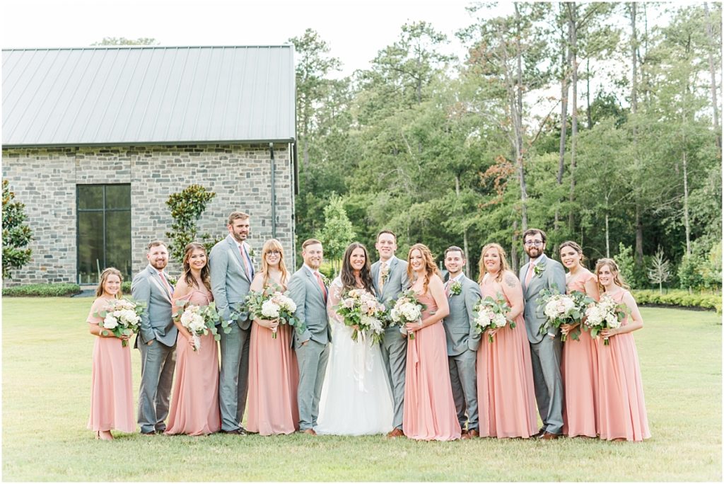 Bridal Party Pictures in front of the Luminaire chapel