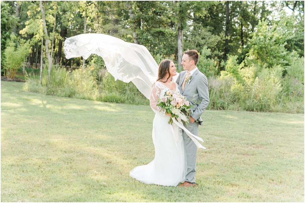 Wedding pictures with a flying veil