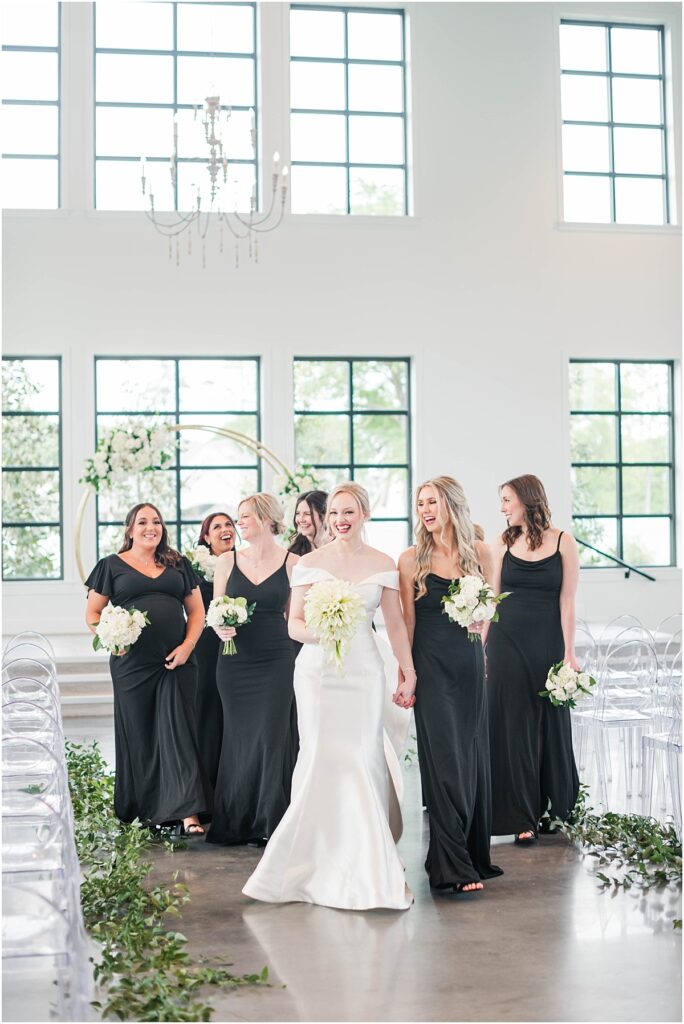 Bridesmaids pictures in the chapel at Boxwood Manor.