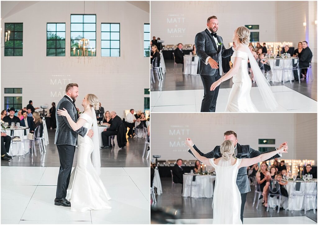 Bride and Groom's first dance during their reception at Boxwood Manor