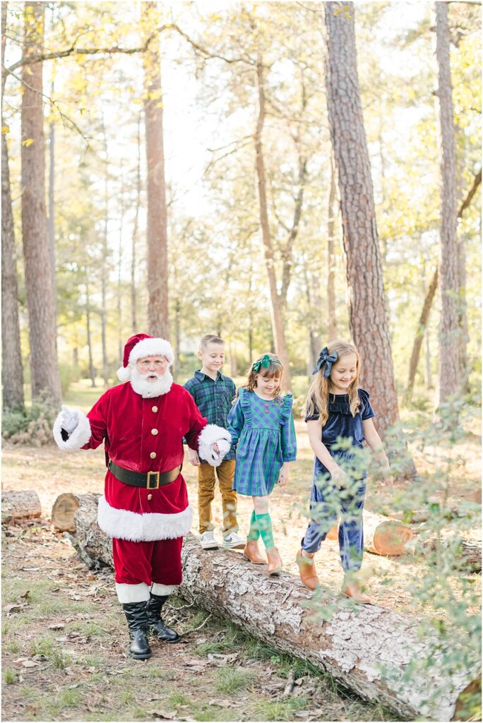 Santa pictures in the forest in The Woodlands