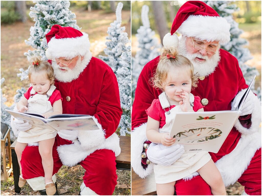 Reading books with Santa pictures