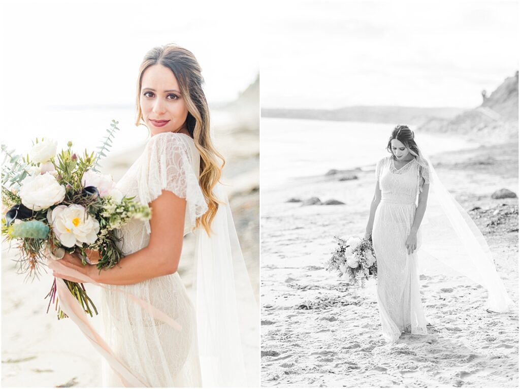 Bride on the beach near her St. Simons Island Wedding Venue