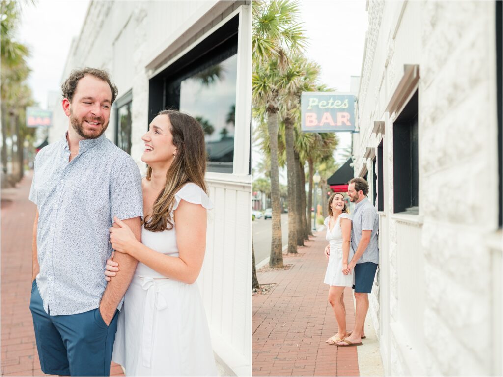Engagement Session in Atlantic Beach Florida in front of Petes Bar.