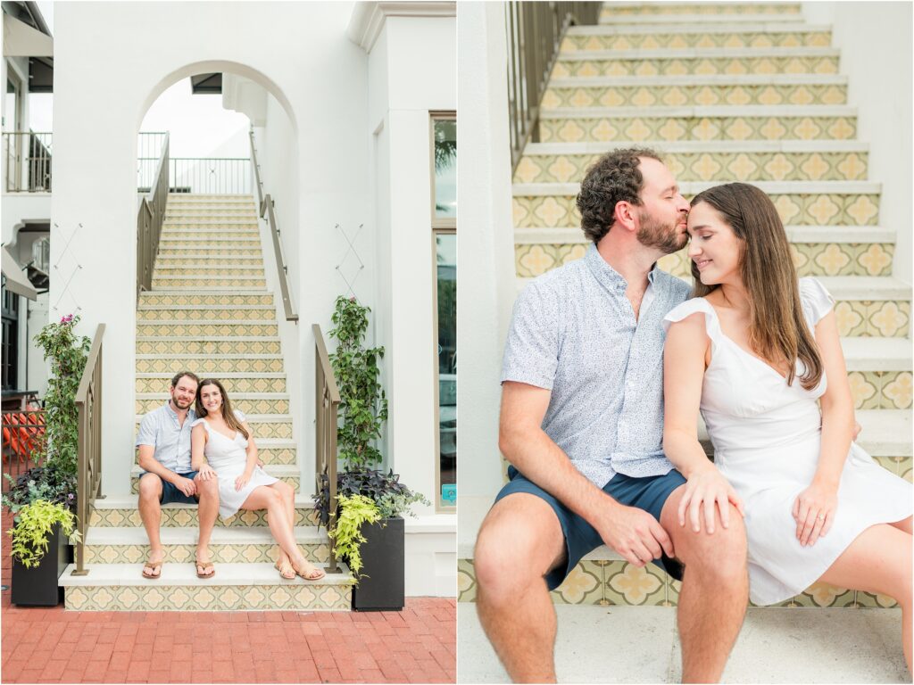 Engagement session in Atlantic Beach on the yellow stairs
