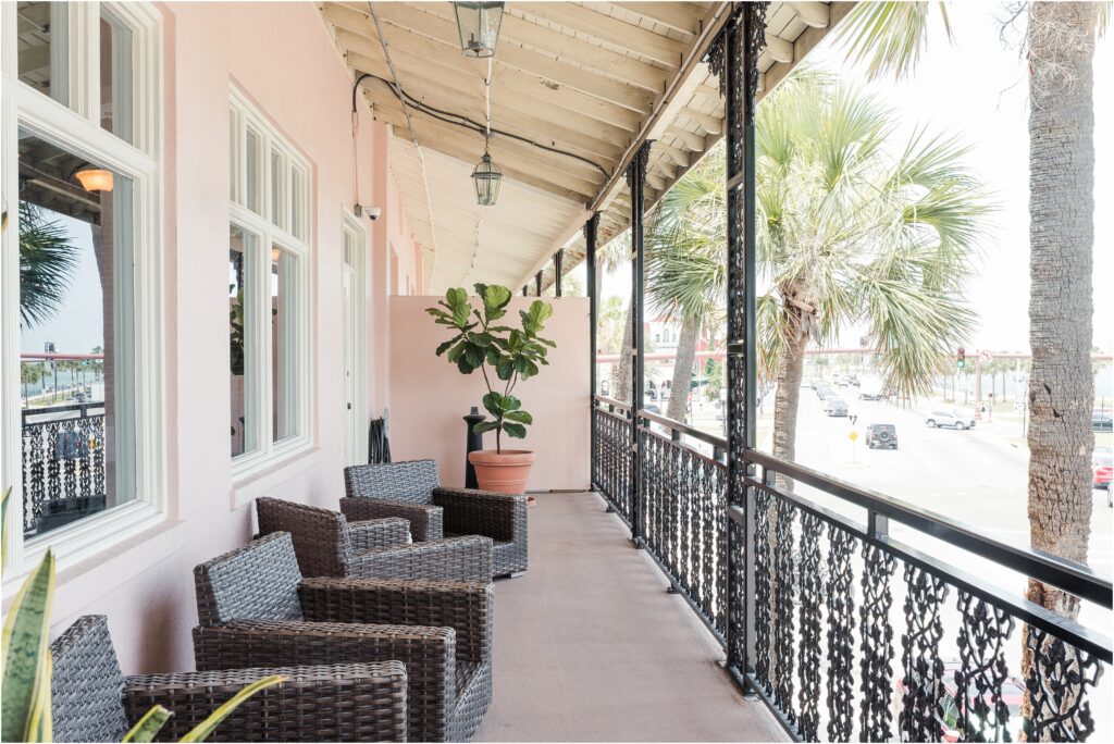Balcony at The White Room wedding venue in St. Augustine