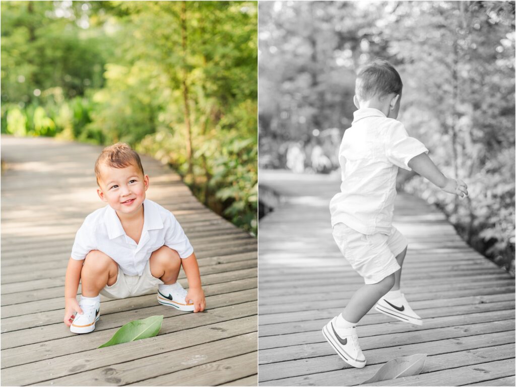 Little boy in Nikes during a Jacksonville maternity session
