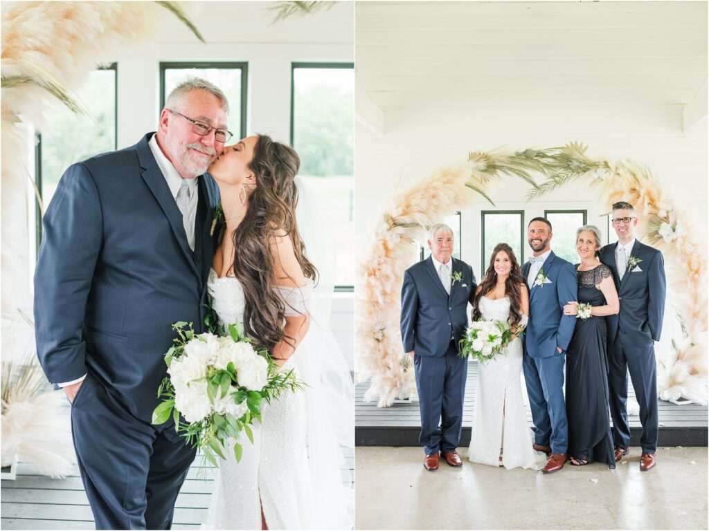 Formal family portraits at a Jacksonville wedding with parents