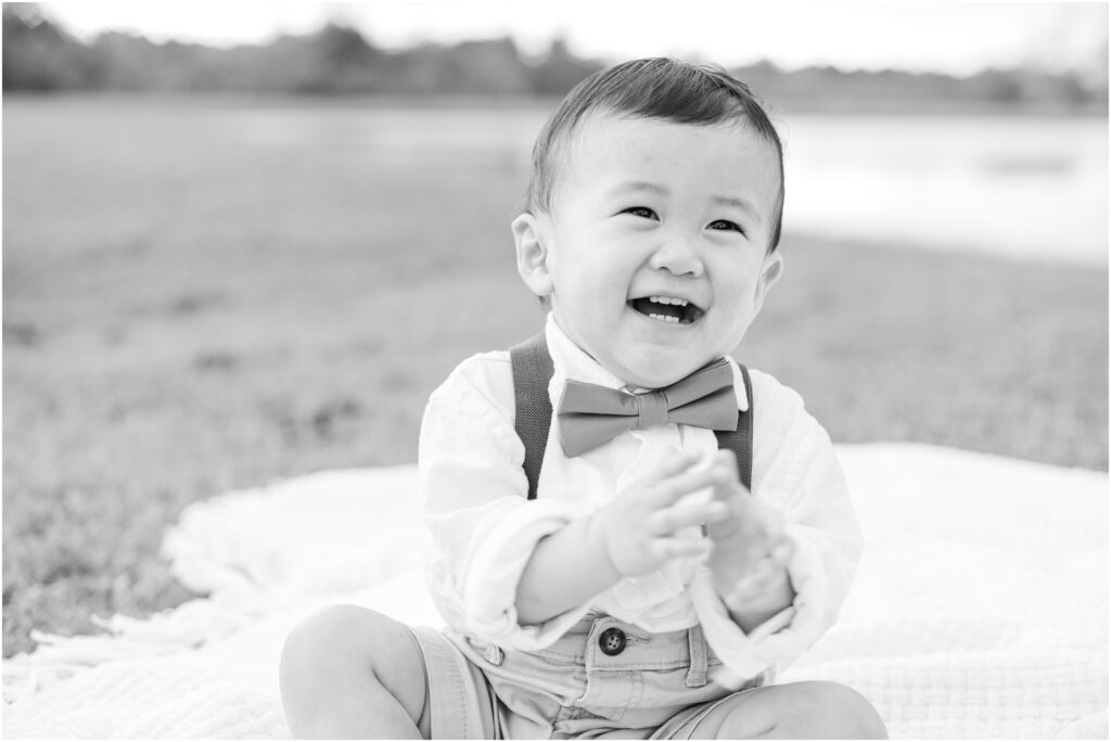 Happy baby in jacksonville during family pictures by the river