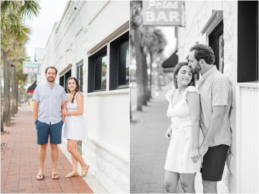 Couple does engagement pictures downtown Neptune beach