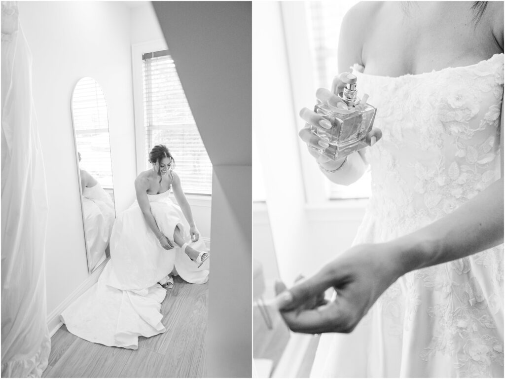 Bride getting ready in the bridal suite at St. Johns Golf & Country Club in St. Augustine