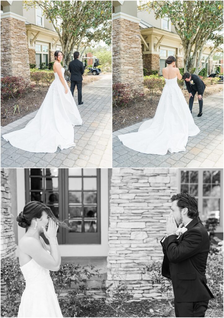 Bride and Groom first look at their St. Johns Country Golf & Country Club