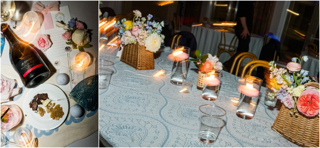 Late night flat lay at the reception